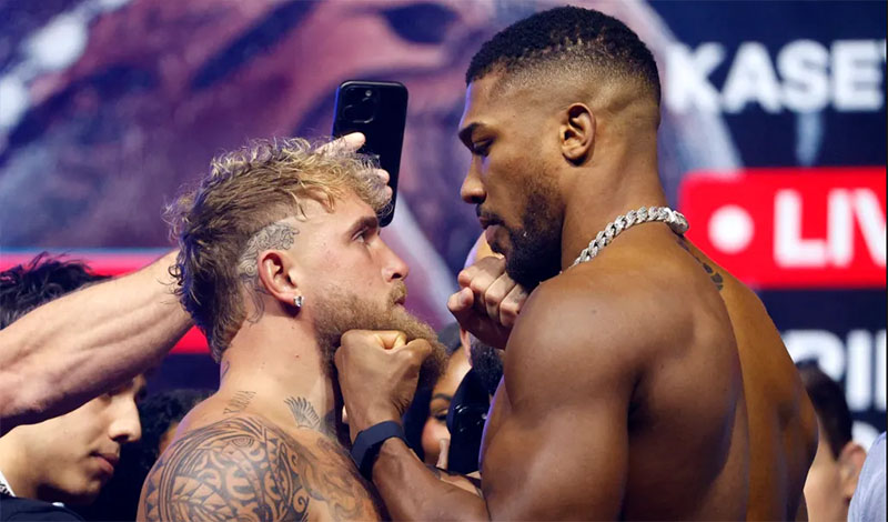 anthony joshua jake paul staredown