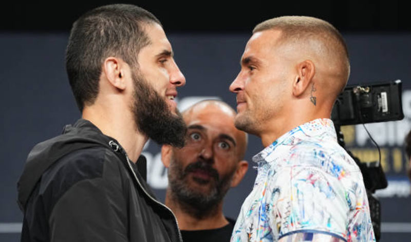 islam makhachev dustin poirier staredown